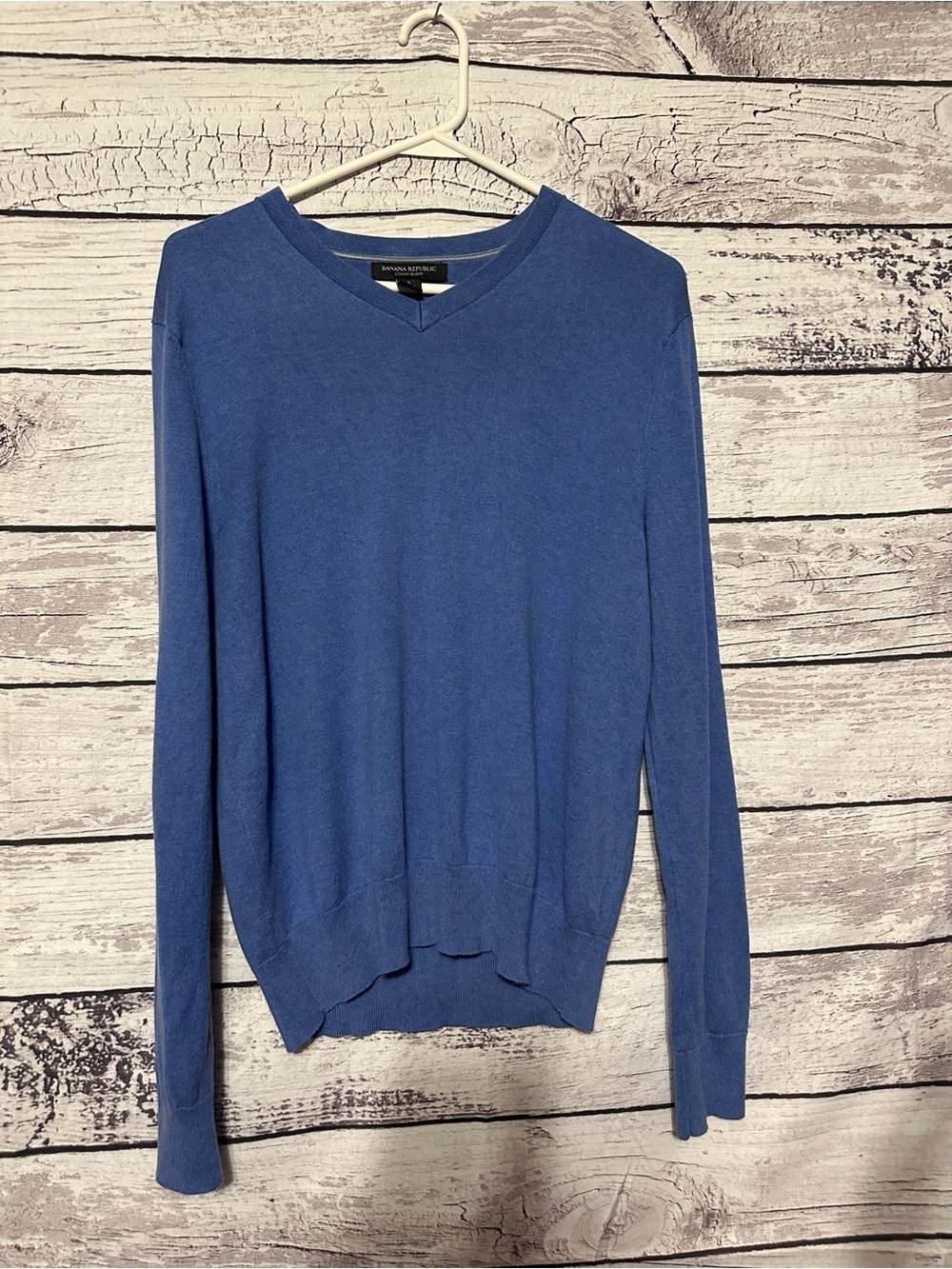 Banana Republic Luxury Blend Silk Cashmere Blue V-Neck Sweater Small